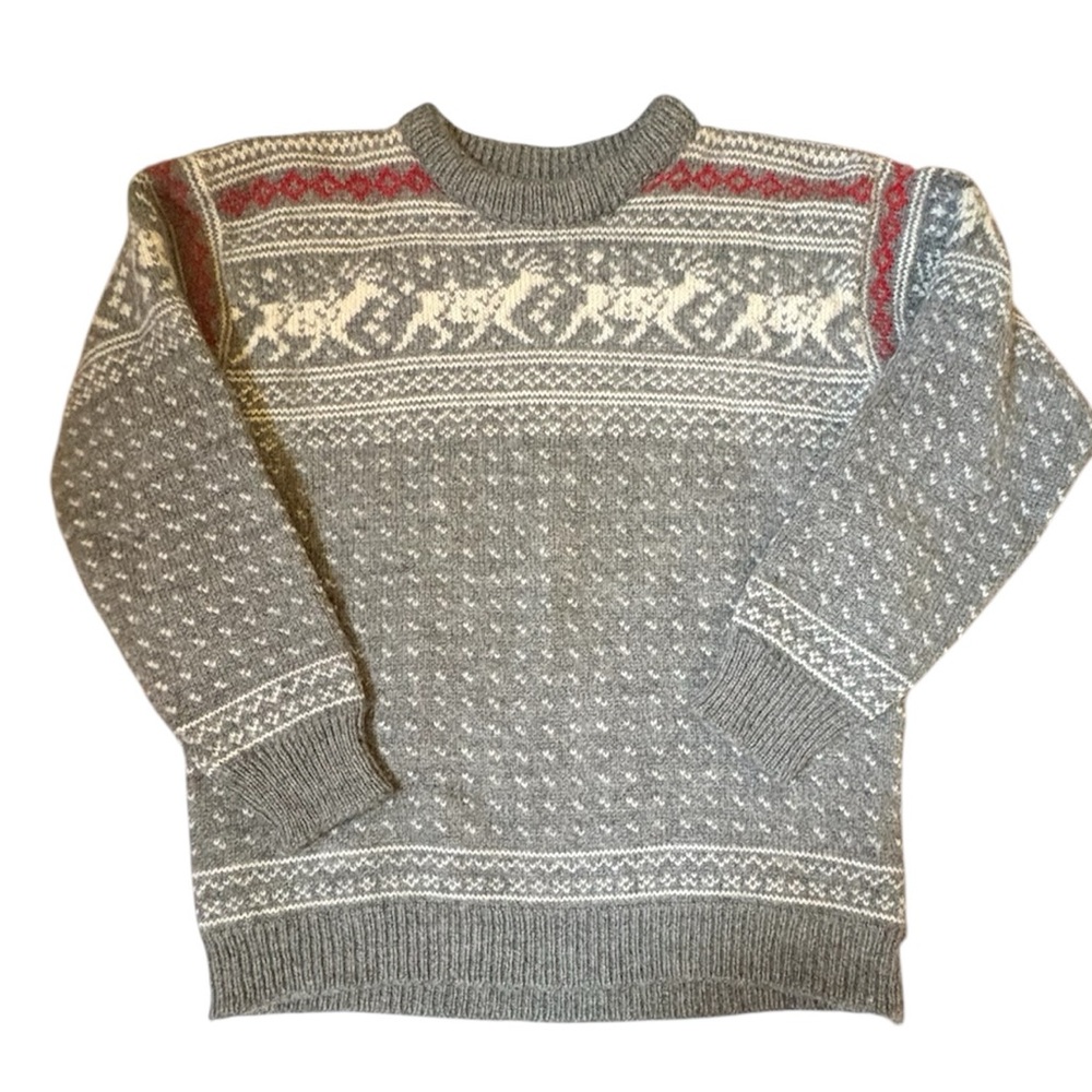Dale of Norway Gray and Red Crewneck Sweater